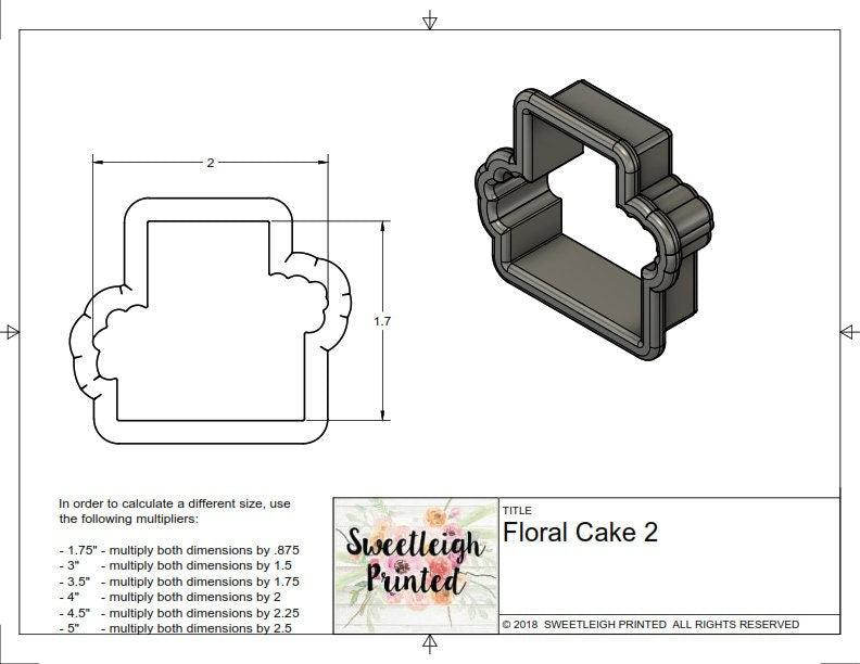 Floral Cake 2 Cookie Cutter - Sweetleigh 