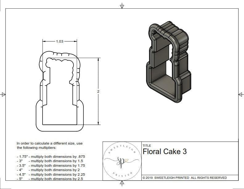Floral Cake 3 Cookie Cutter - Sweetleigh 