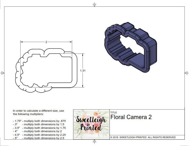 Floral Camera 2 Cookie Cutter - Sweetleigh 
