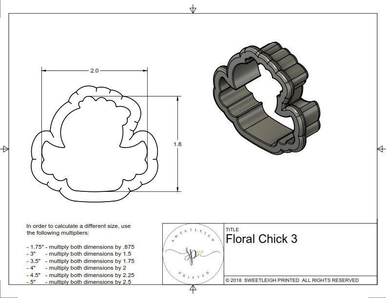 Floral Chick 3 Cookie Cutter - Sweetleigh 