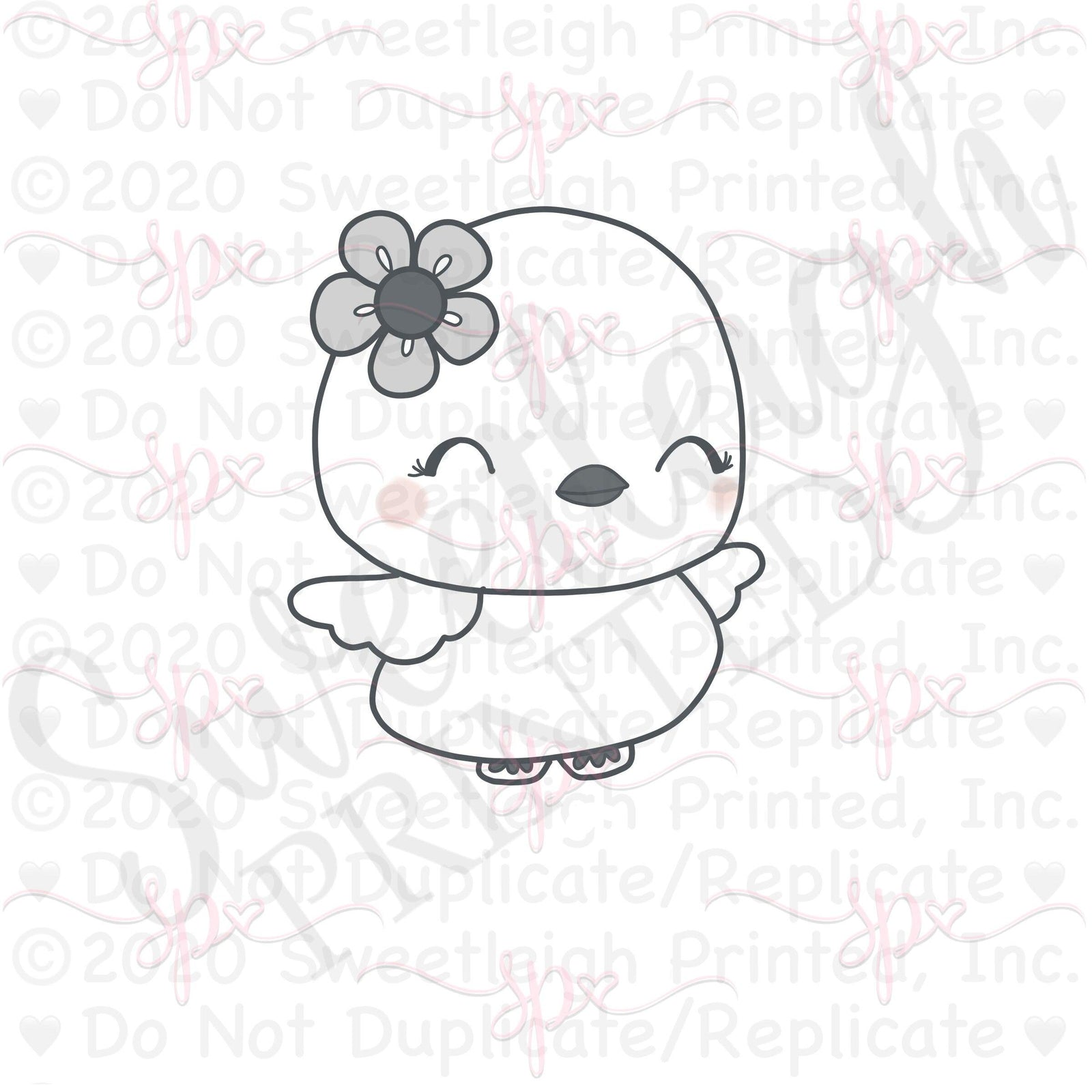 Floral Chick Cookie Cutter - Sweetleigh 