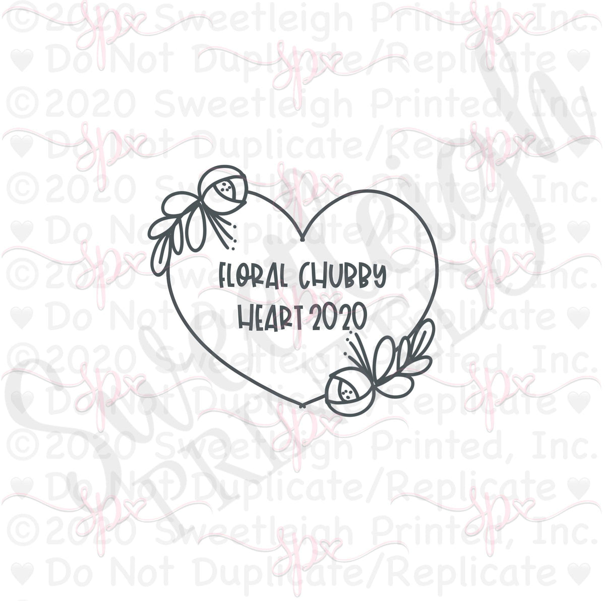 Floral Chubby Heart 2020 Cookie Cutter - Sweetleigh 