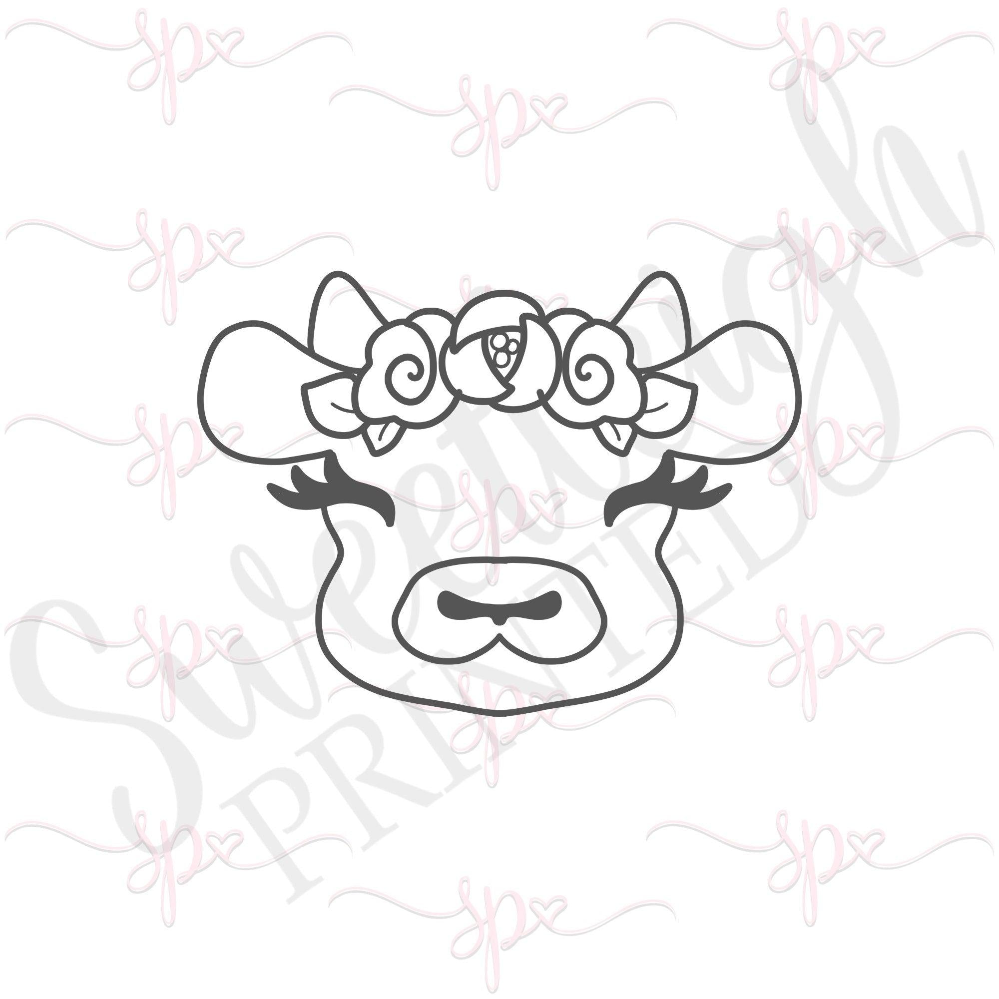 Floral Cow Face 2020 Cookie Cutter - Sweetleigh 