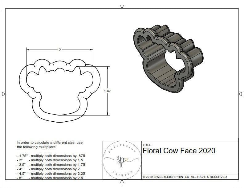 Floral Cow Face 2020 Cookie Cutter - Sweetleigh 