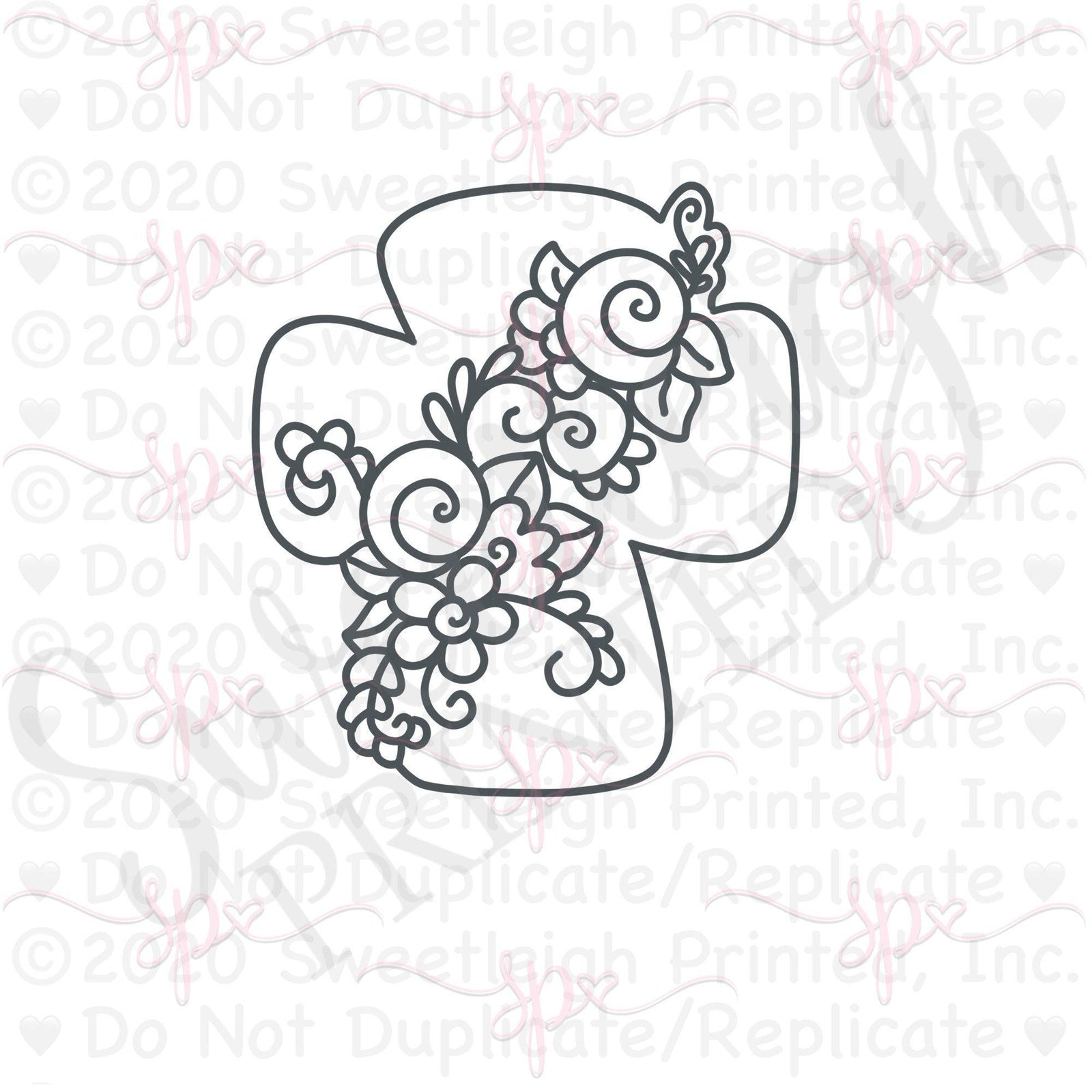 Floral Cross Cookie Cutter - Sweetleigh 