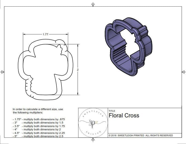 Floral Cross Cookie Cutter - Sweetleigh 