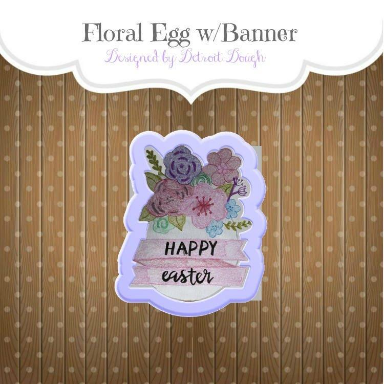 Floral Egg with Banner Cookie Cutter - Sweetleigh 