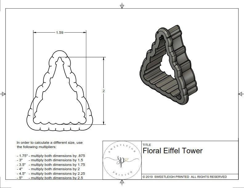 Floral Eiffel Tower Cookie Cutter - Sweetleigh 