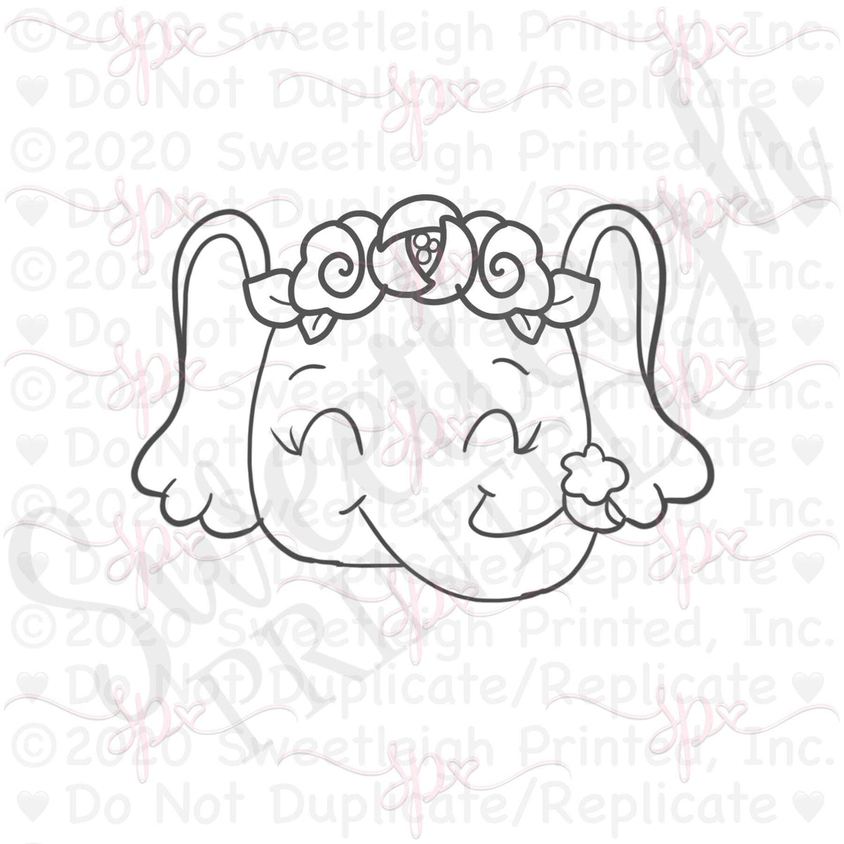 Floral Elephant Face Cookie Cutter - Sweetleigh 