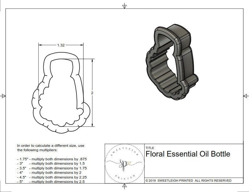 Floral Essential Oil Bottle Cookie Cutter - Sweetleigh 
