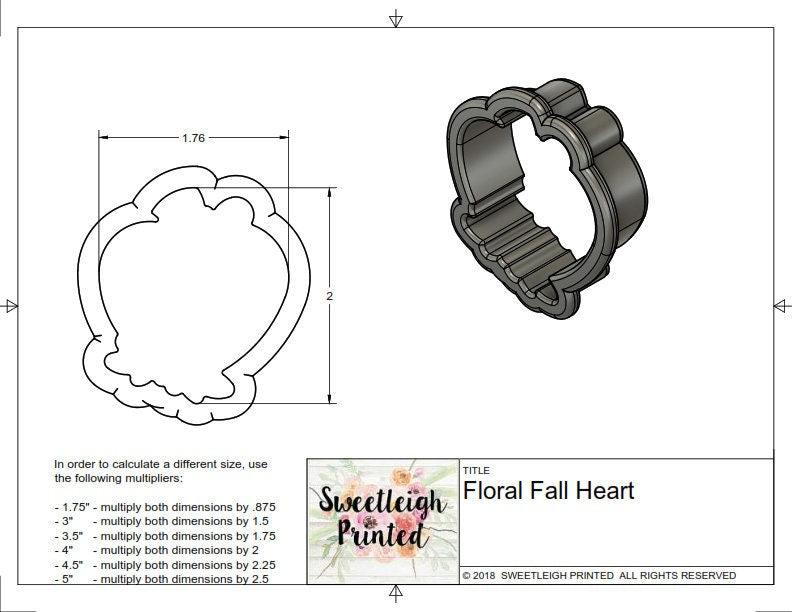 Floral Fall Heart Cookie Cutter - Sweetleigh 