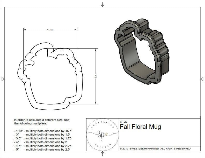 Floral Fall Mug Cookie Cutter - Sweetleigh 