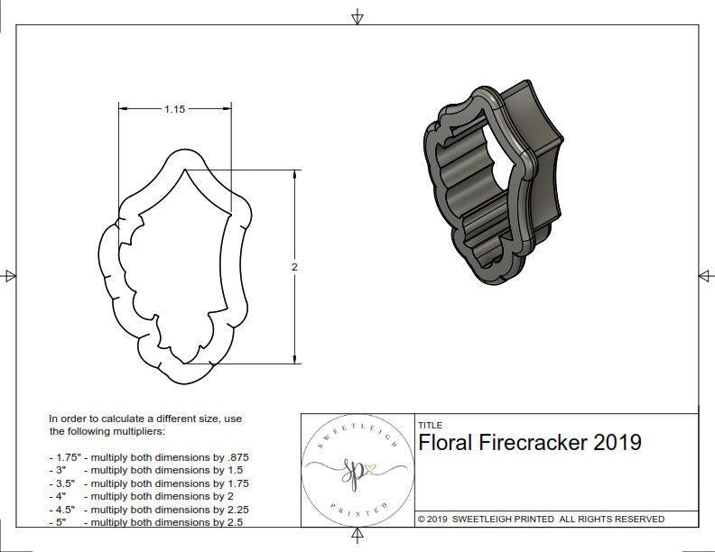 Floral Firecracker Cookie Cutter - Sweetleigh 