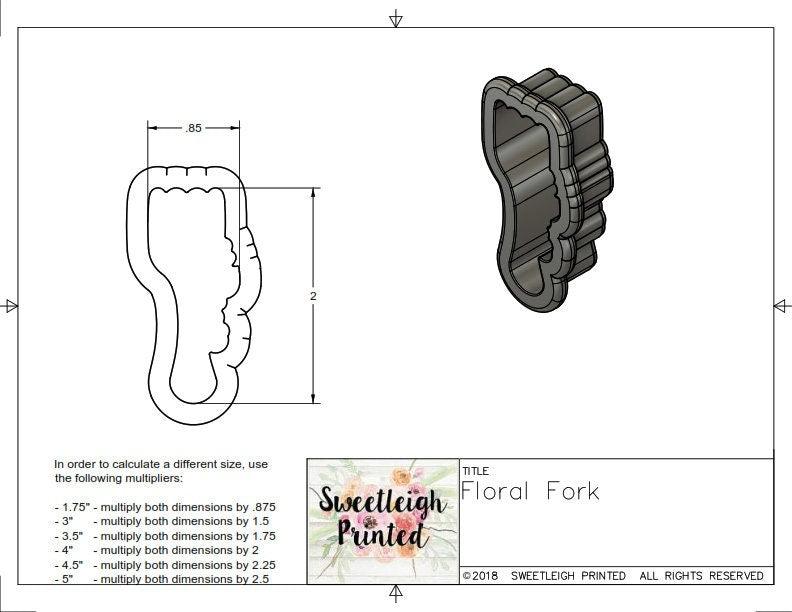 Floral Fork Cookie Cutter - Sweetleigh 