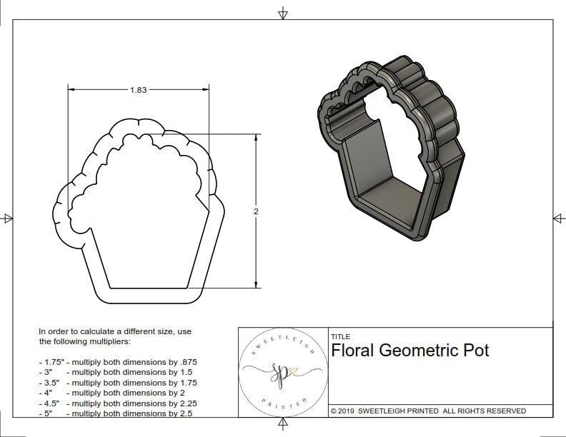 Floral Geometric Pot Cookie Cutter - Sweetleigh 