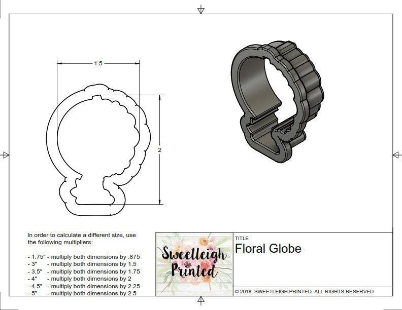 Floral Globe Cookie Cutter - Sweetleigh 