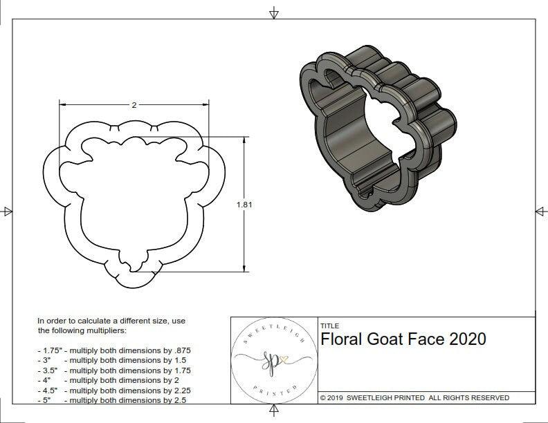 Floral Goat Face 2020 Cookie Cutter - Sweetleigh 