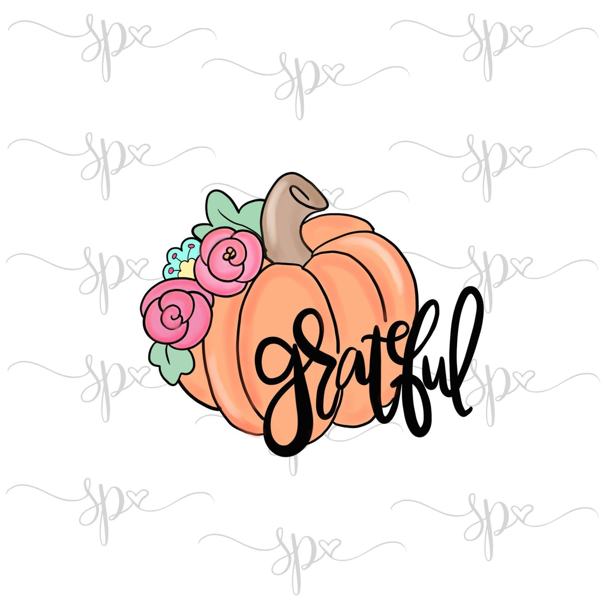 Floral Grateful Pumpkin Cookie Cutter - Sweetleigh 