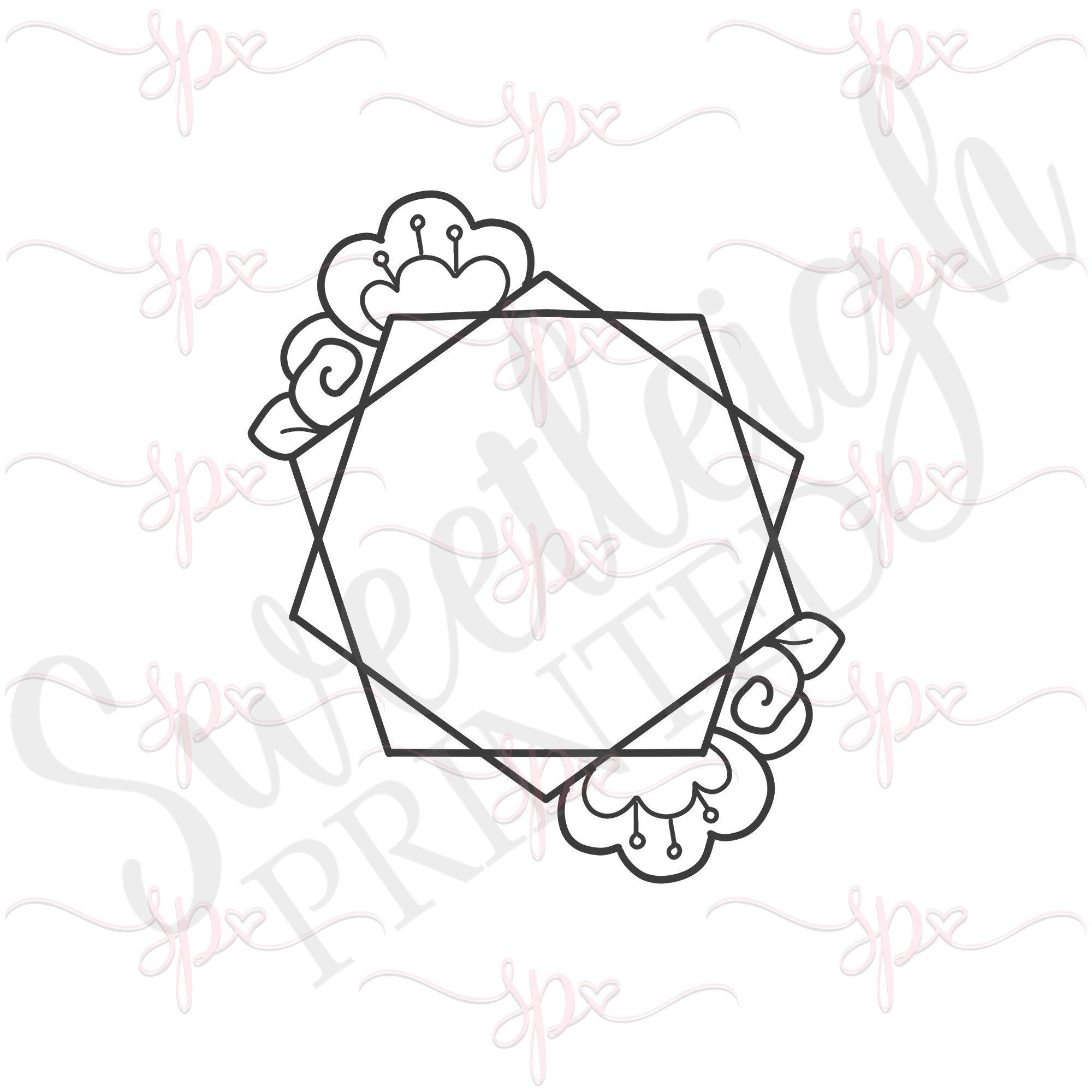 Floral Hexagon Plaque Cookie Cutter - Sweetleigh 