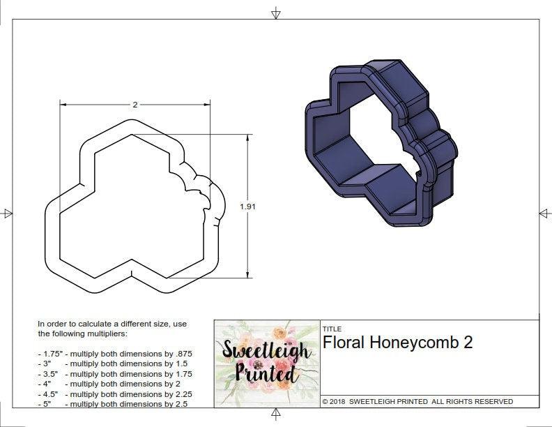 Floral Honeycomb 2 Cookie Cutter - Sweetleigh 