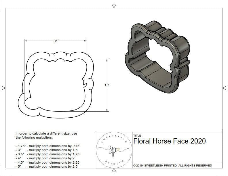 Floral Horse Face 2020 Cookie Cutter - Sweetleigh 