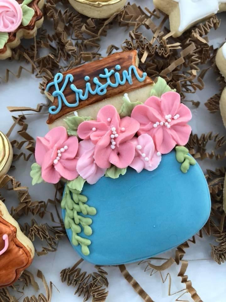 Floral Jar with Banner 2 Cookie Cutter - Sweetleigh 