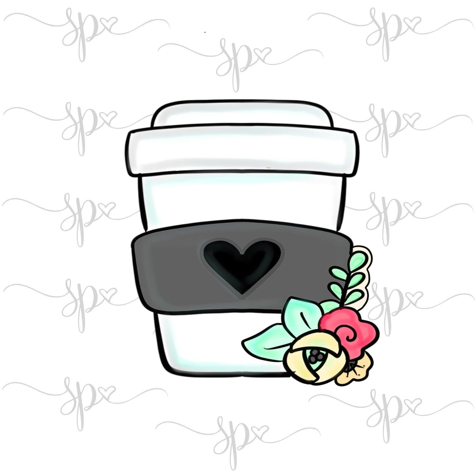 Floral Latte Cup Cookie Cutter - Sweetleigh 