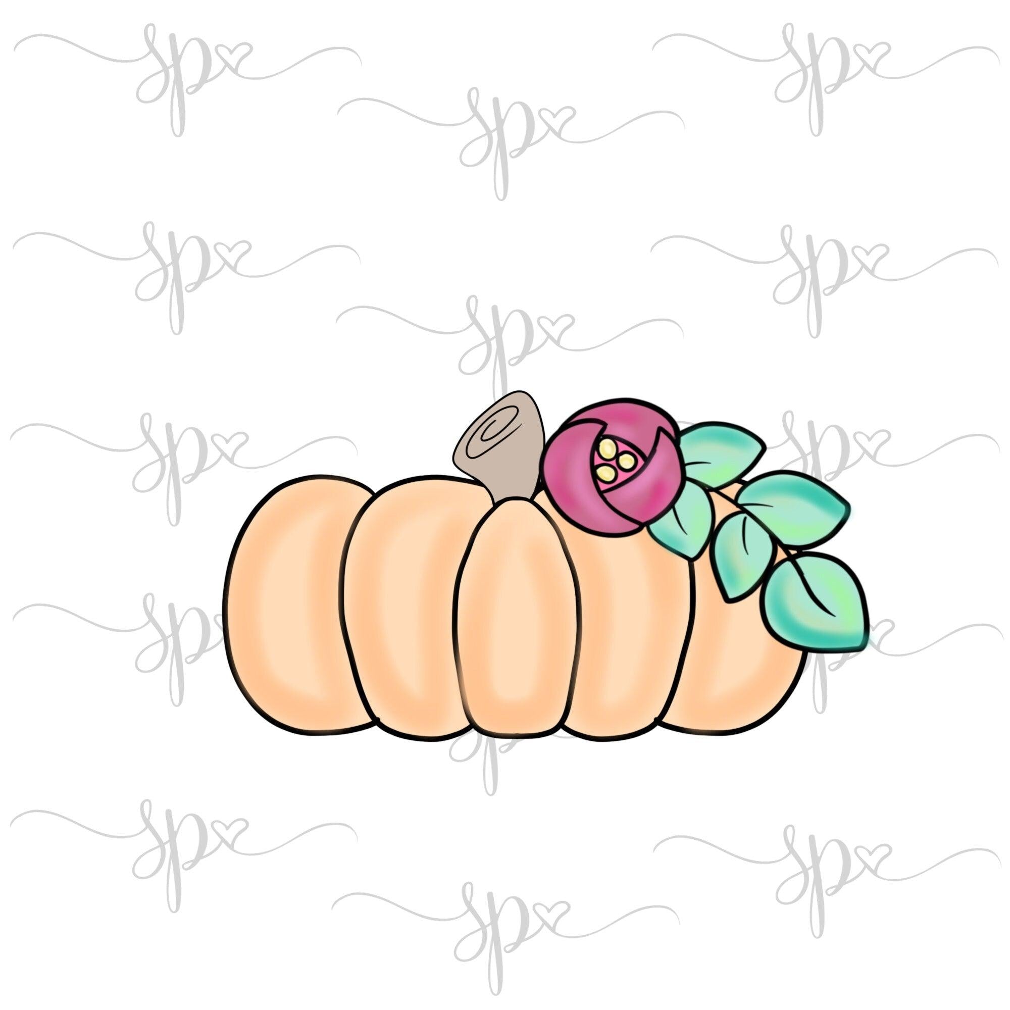 Floral Long Pumpkin Cookie Cutter - Sweetleigh 