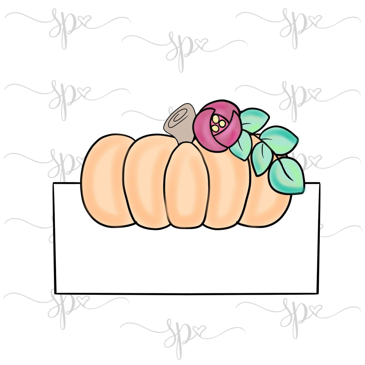Floral Long Pumpkin Plaque Cookie Cutter - Sweetleigh 