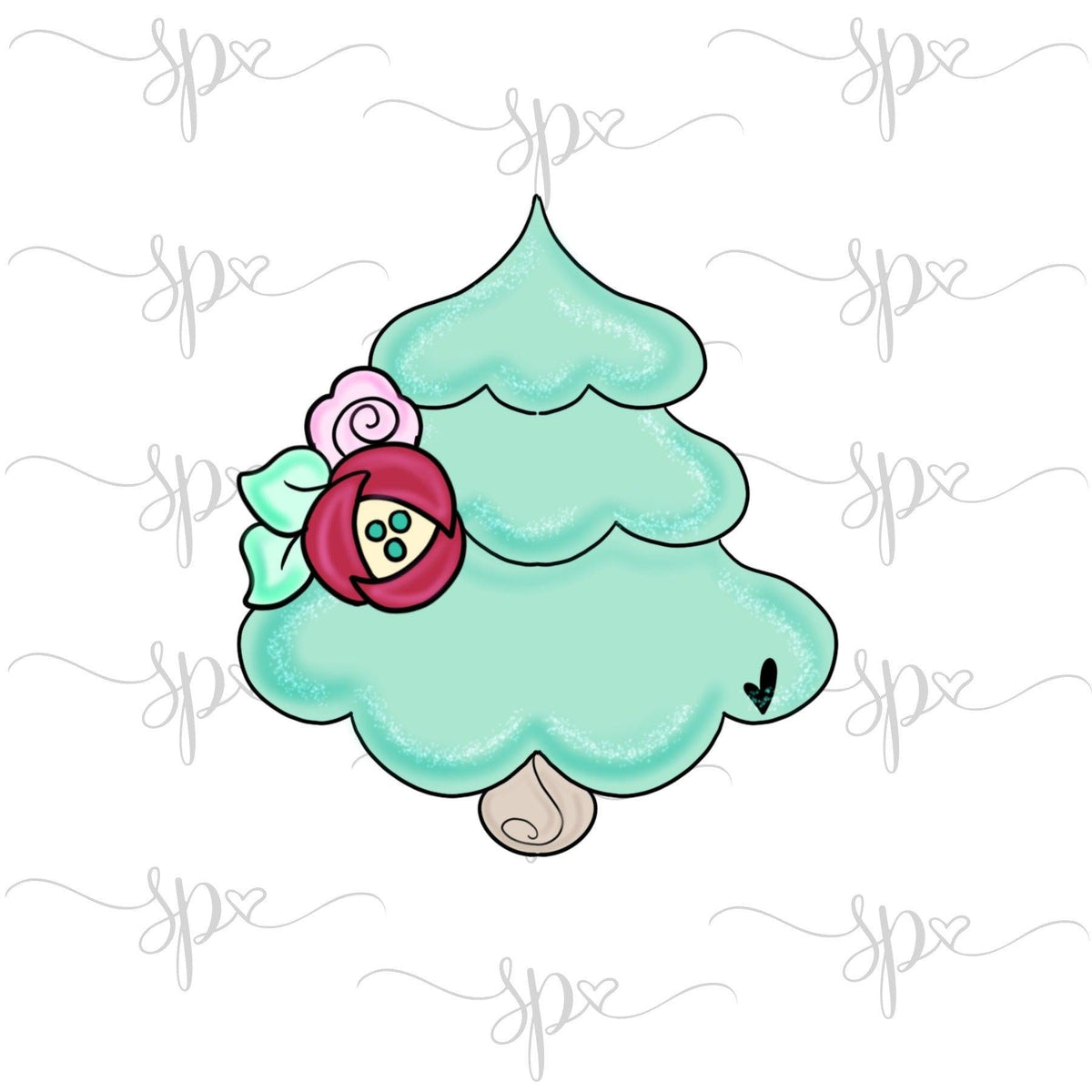 Floral Loveleigh Christmas Tree Cookie Cutter - Sweetleigh 