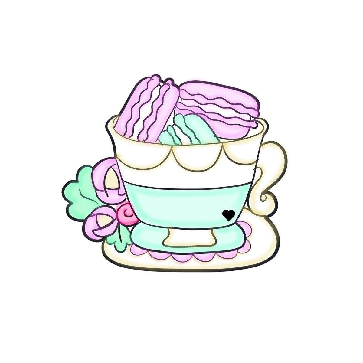 Floral Macaron Teacup Cookie Cutter - Sweetleigh 
