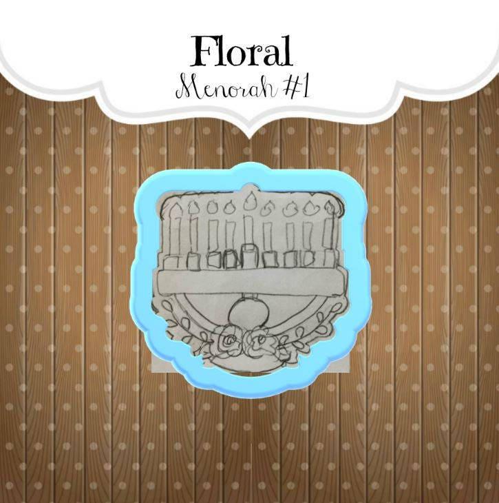 Floral Menorah 1 Cookie Cutter - Sweetleigh 