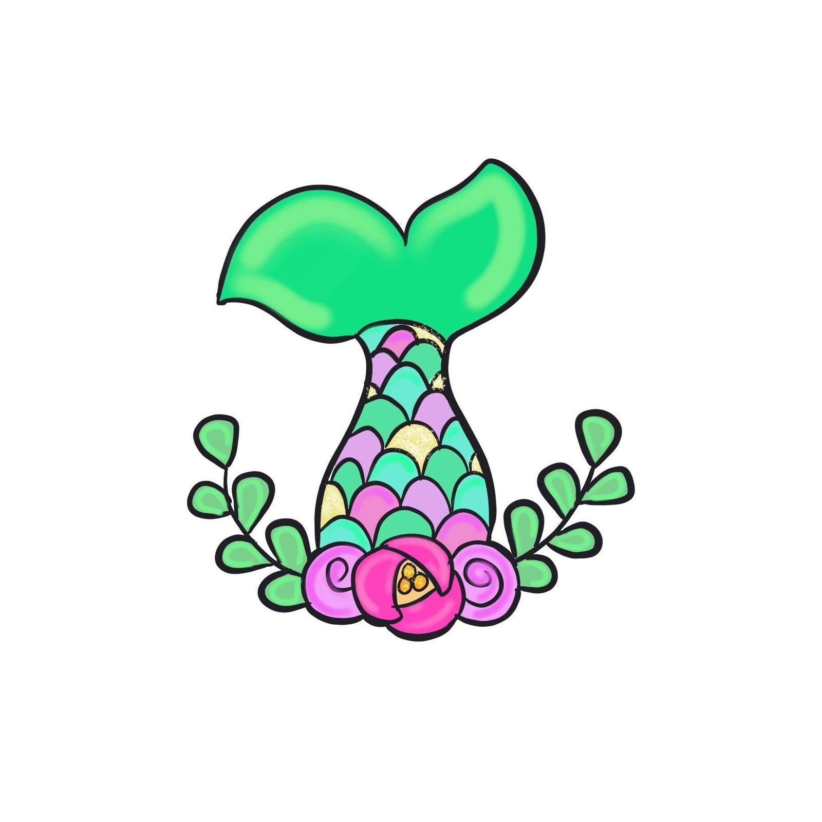 Floral Mermaid Tail Cookie Cutter - Sweetleigh 
