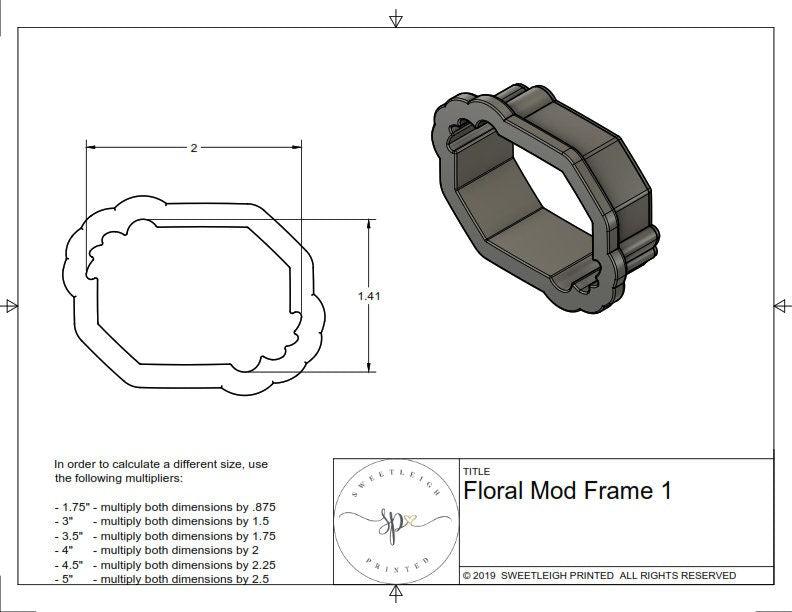 Floral Mod Frame 1 Cookie Cutter - Sweetleigh 