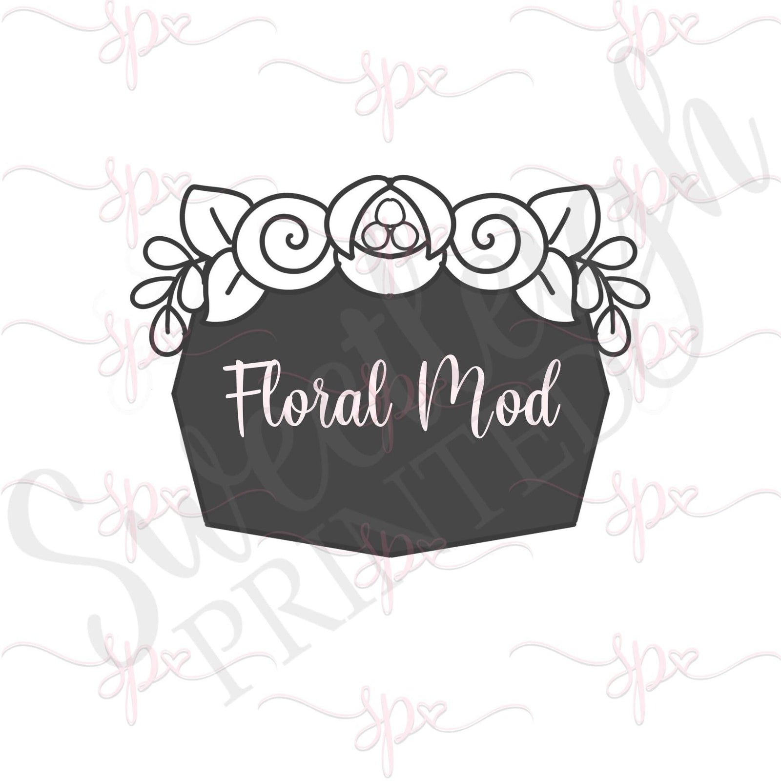 Floral Modern Plaque Cookie Cutter - Sweetleigh 