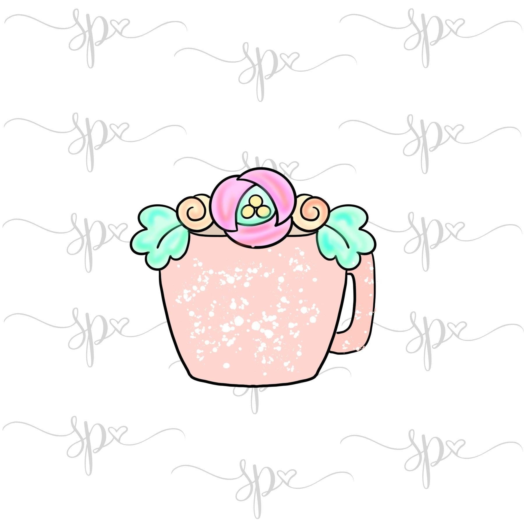 Floral Mug 2 Cookie Cutter - Sweetleigh 