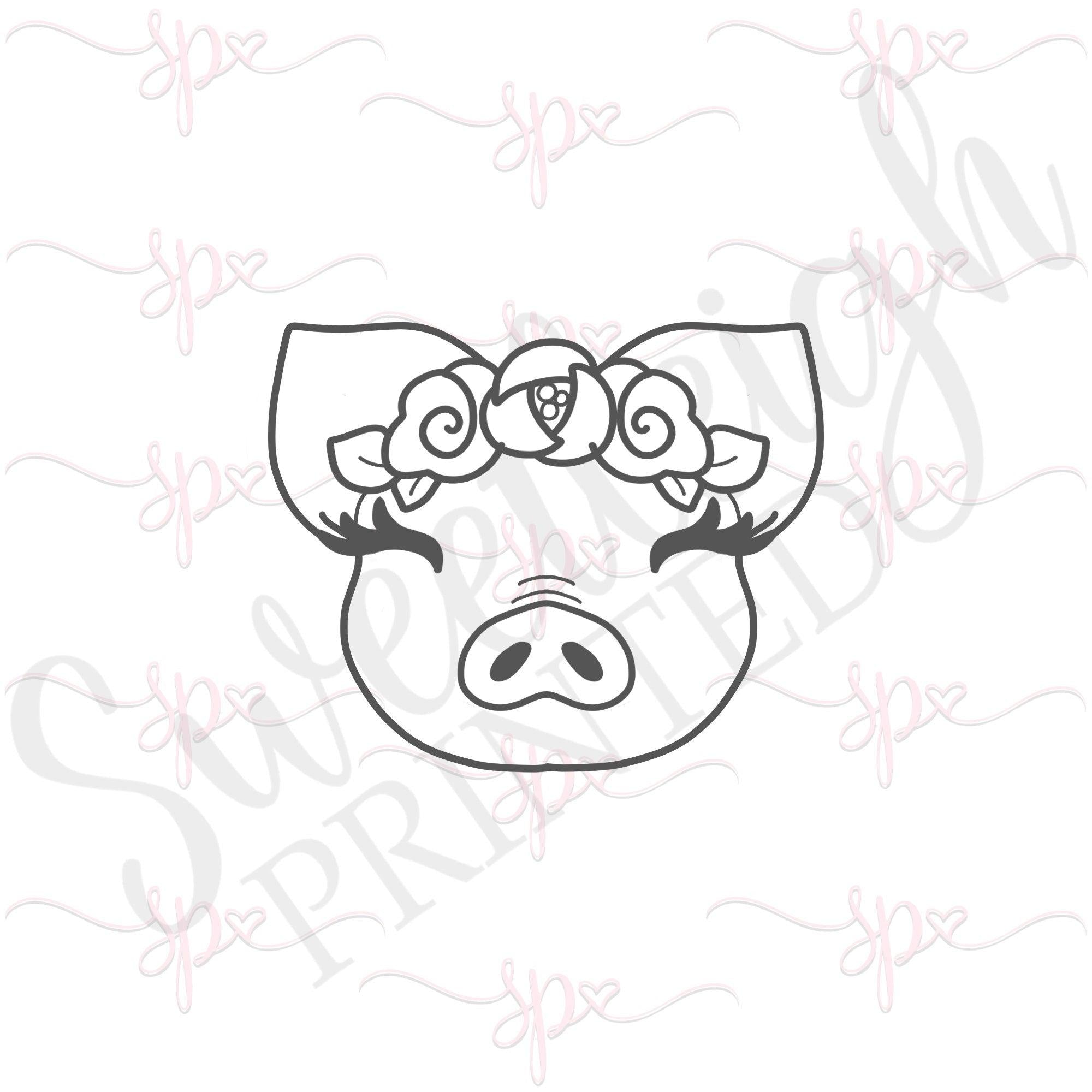 Floral Pig Face 2020 Cookie Cutter - Sweetleigh 