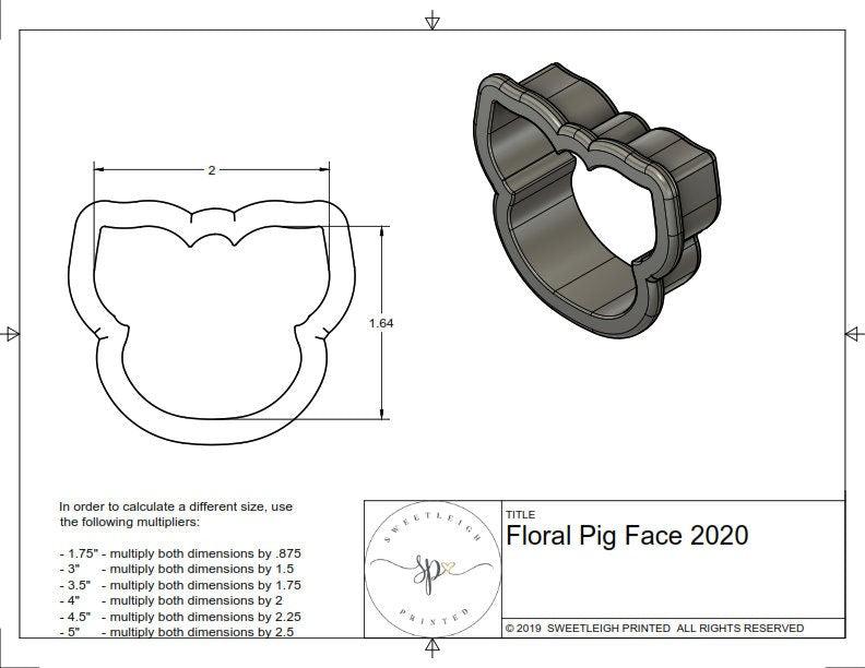 Floral Pig Face 2020 Cookie Cutter - Sweetleigh 