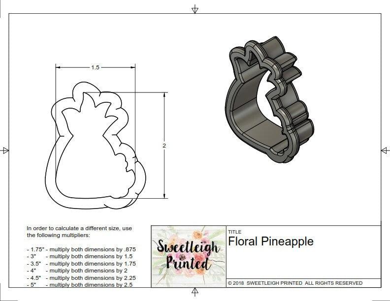 Floral Pineapple Cookie Cutter - Sweetleigh 