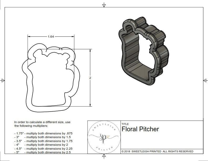 Floral Pitcher Cookie Cutter - Sweetleigh 
