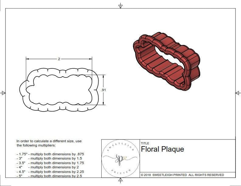 Floral Plaque Cookie Cutter - Sweetleigh 