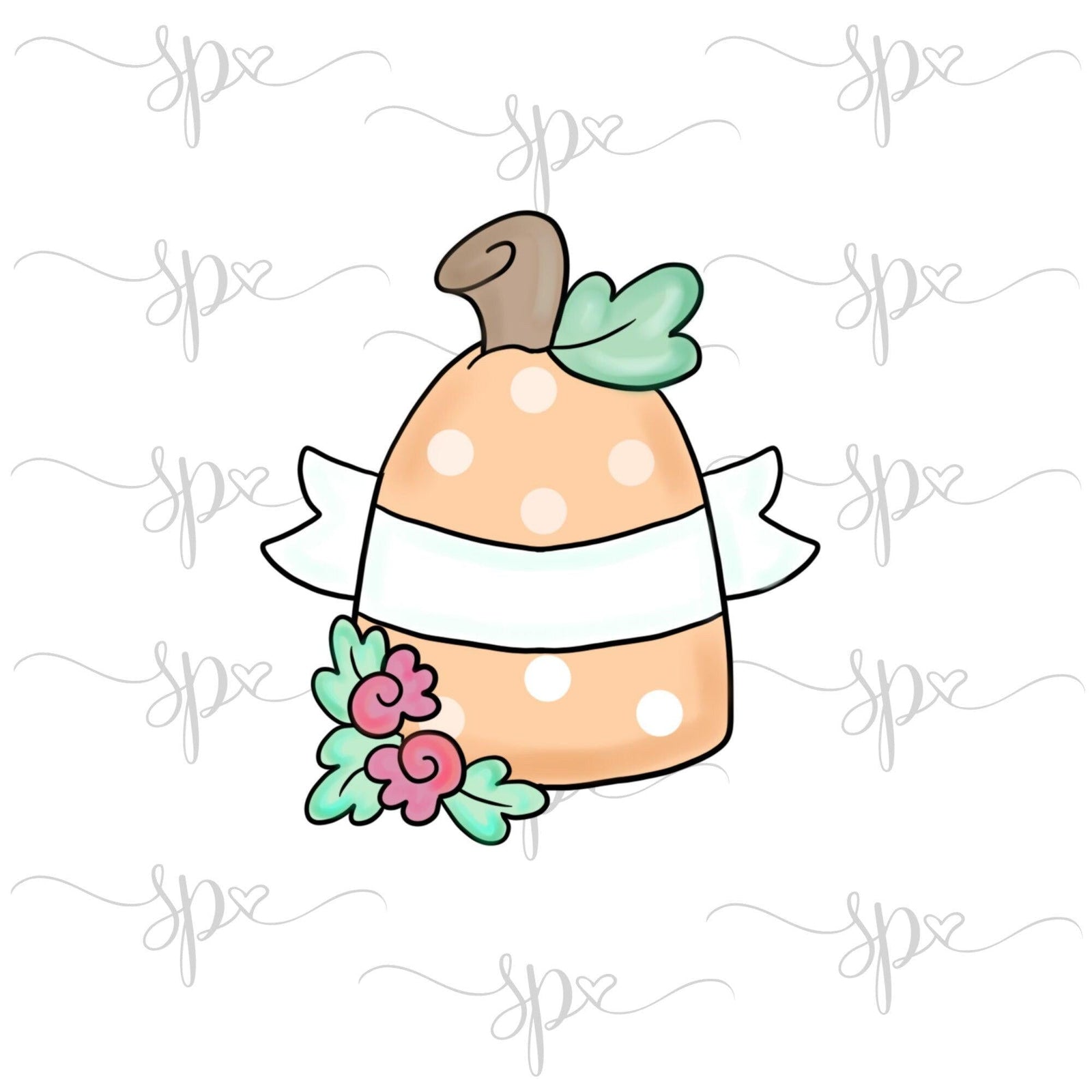 Floral Pumpkin with Banner Cookie Cutter - Sweetleigh 