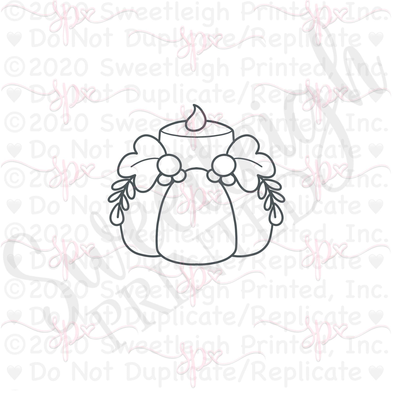 Floral Pumpkin with Candle Cookie Cutter - Sweetleigh 