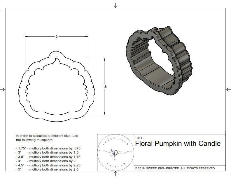 Floral Pumpkin with Candle Cookie Cutter - Sweetleigh 