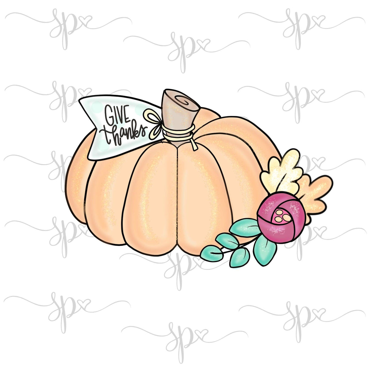 Floral Pumpkin with Tag Cookie Cutter - Sweetleigh 