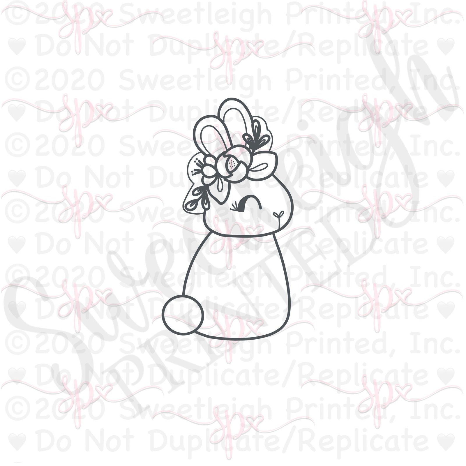 Floral Rabbit 1 Cookie Cutter - Sweetleigh 