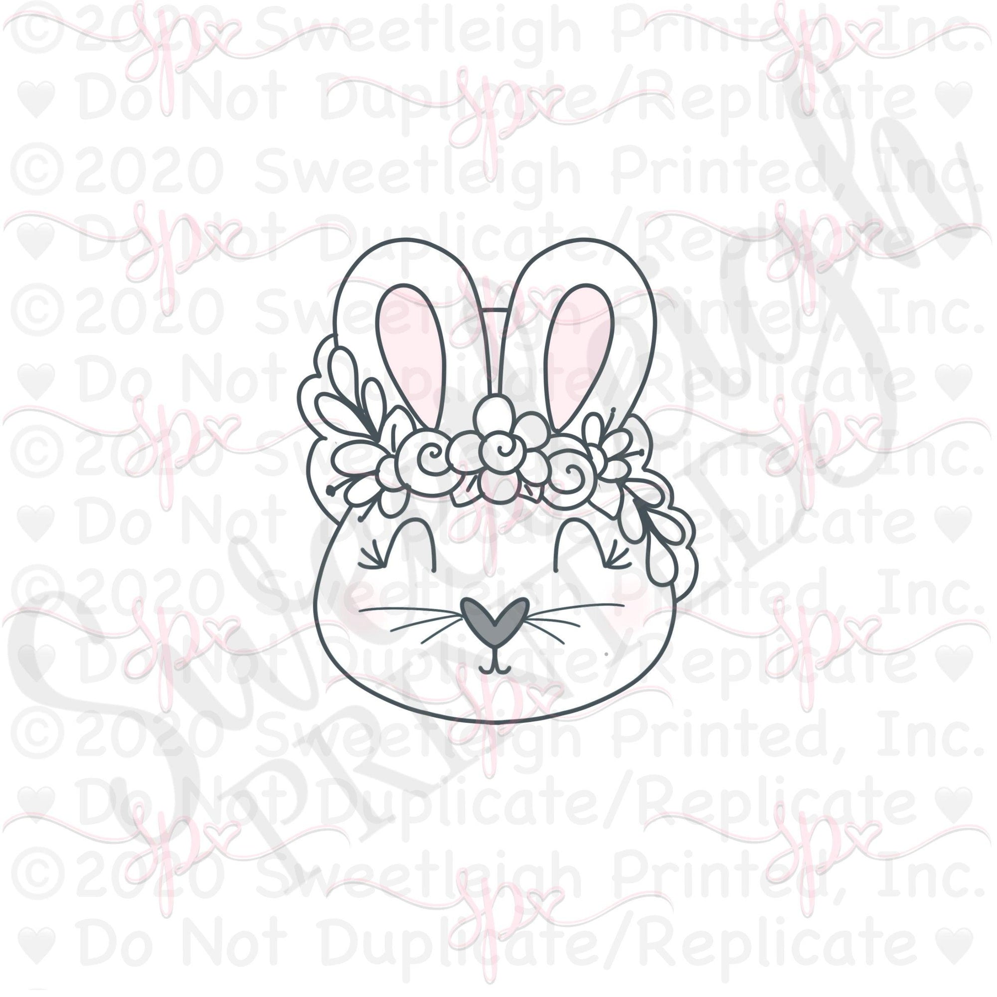 Floral Rabbit Face Cookie Cutter - Sweetleigh 