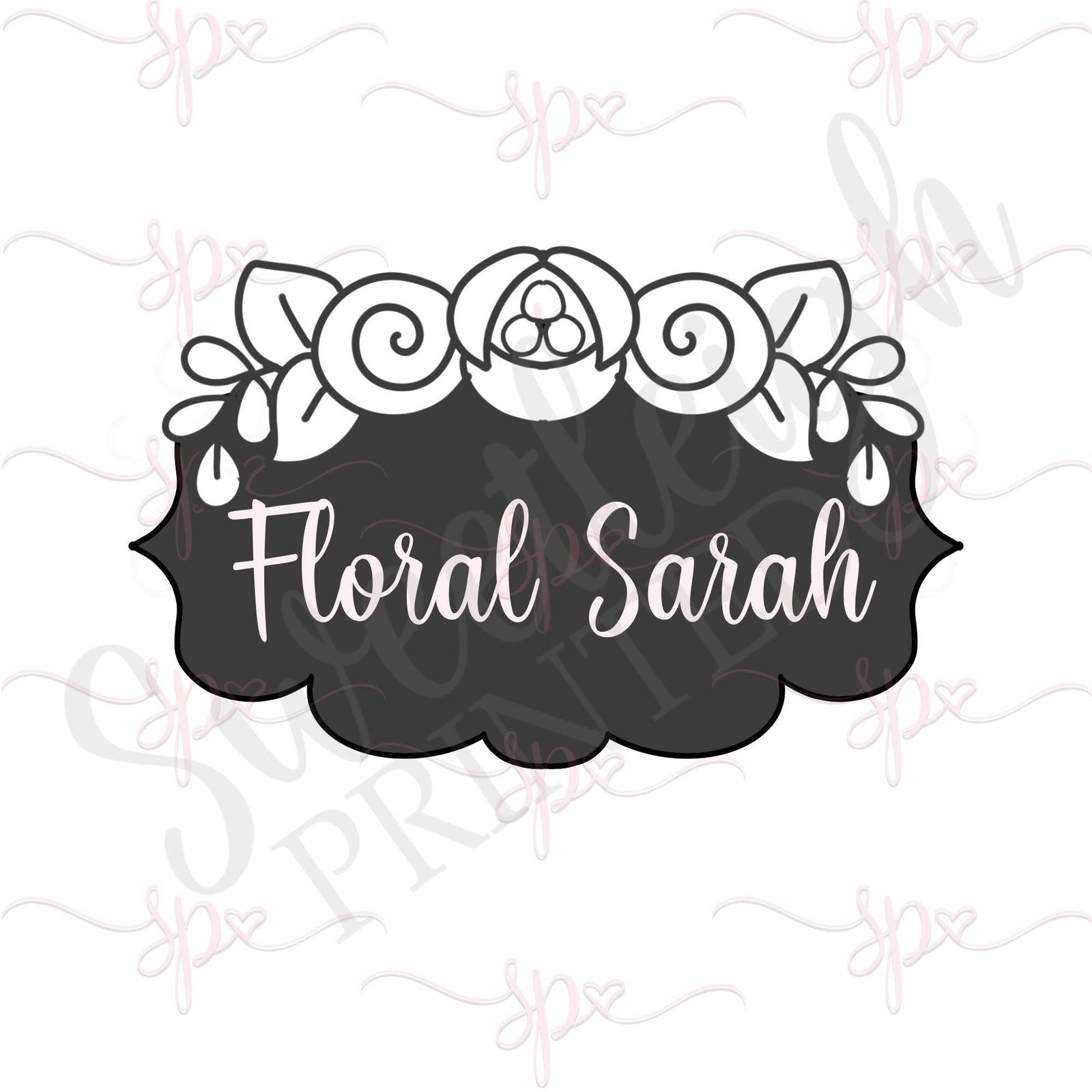 Floral Sarah Plaque Cookie Cutter - Sweetleigh 