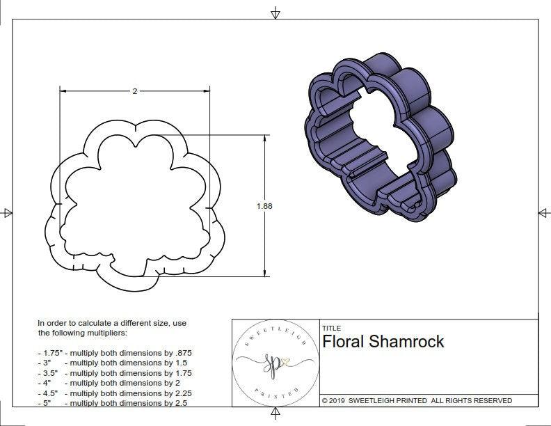 Floral Shamrock Cookie Cutter - Sweetleigh 