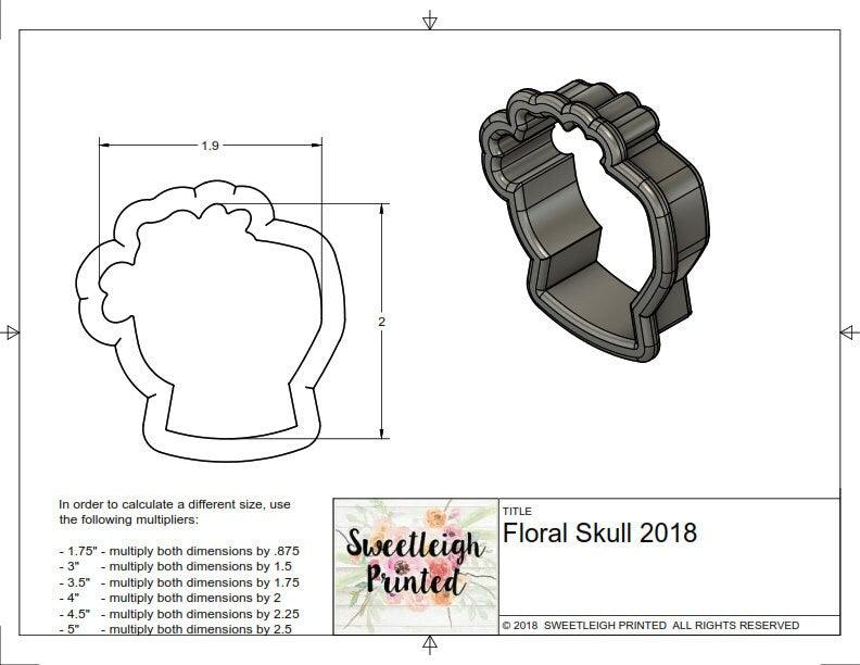 Floral Skull 2018 Cookie Cutter - Sweetleigh 